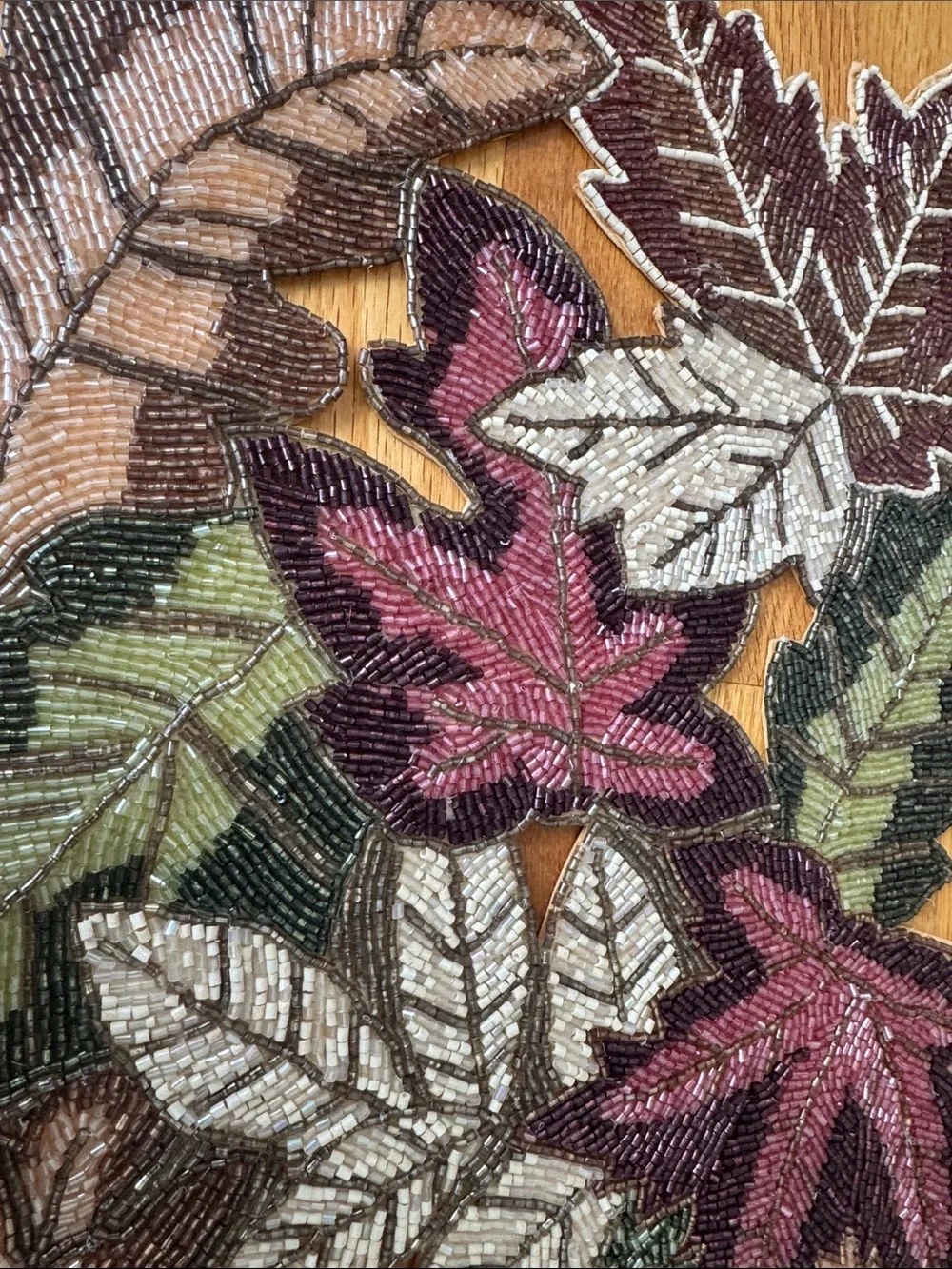 Beaded Autumn Table Runner- 36inches long, 13 inches wide.